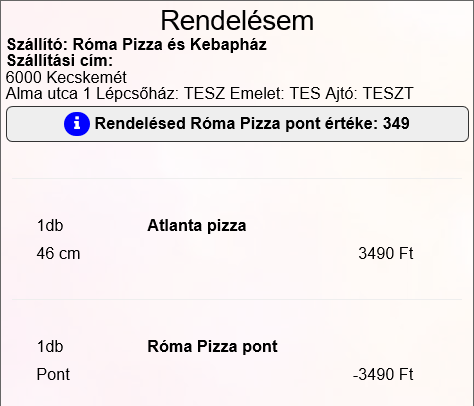 Pontbeváltás teljes összeg Pontbeváltás teljes összeg